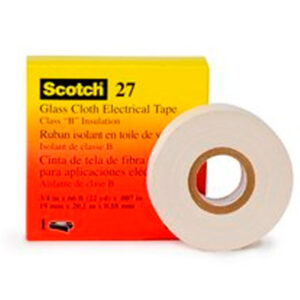 3M™ Cinta Eléctrica Tejido de Vidrio 27-3/4″x66′, Blanco, Adhesivo Termoestable de Caucho, 3/4 pulg x 66 pies (19 mm x 20,1 m)