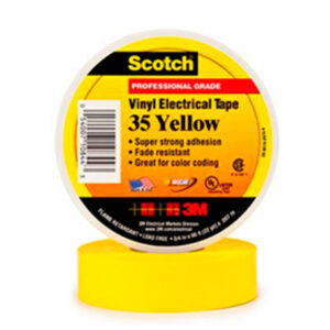 Scotch®35 Cinta con Código de Color Eléctrica de Vinilo-Amarillo-3/4 pulg x 66 pies (19 mm x 20,1 m)
