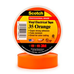 Scotch®35 Cinta con Código de Color Eléctrica de Vinilo-Naranja-3/4 pulg x 66 pies (19 mm x 20,1 m)